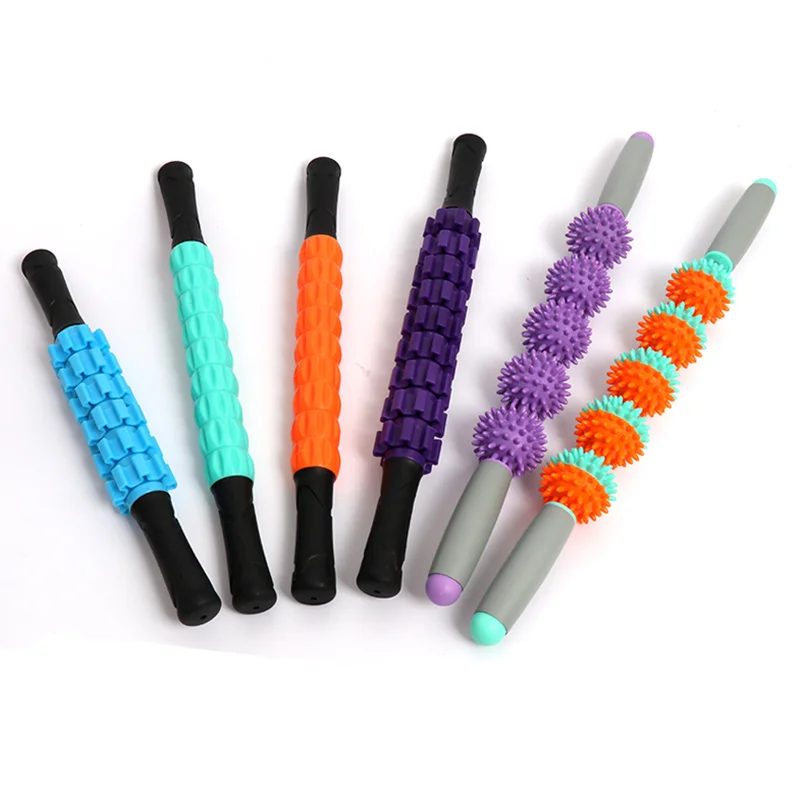 Handheld foot back gym muscle relax roller stick pvc gear yoga massage roller lacrosse ball stick