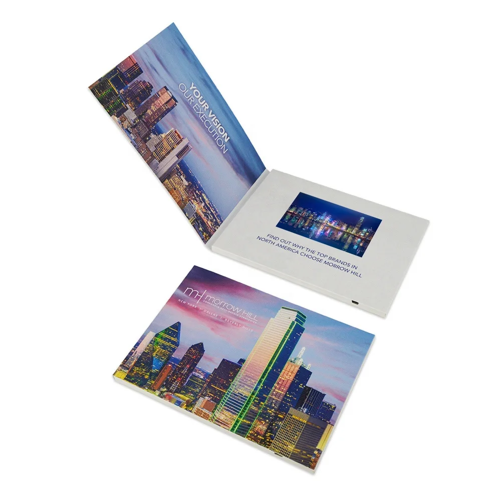 Модный дизайн прорекламирует бумажная поздравительная открытка 5 дюймов ips ЖК-дисплей видео брошюра