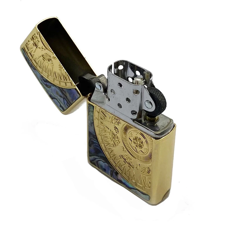 
ODM hand-carved pattern two-color metal lighter case holder design double-arc cigarette lighter case custom logo torch lighter 