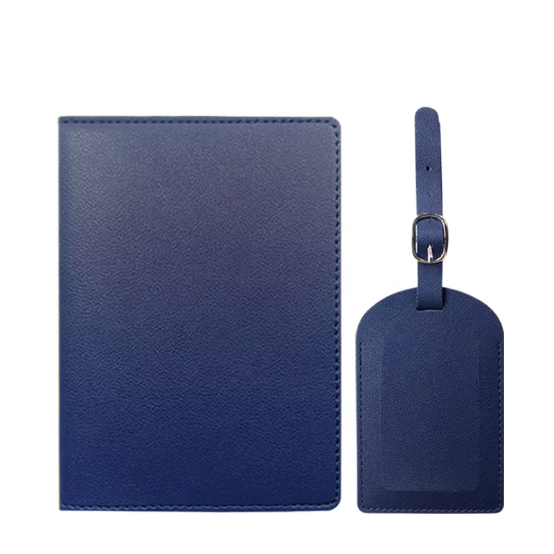 Custom Logo High Quality PU Leather Passport Sleeve Holder Cover And Luggage Tag Gift Set For Travel