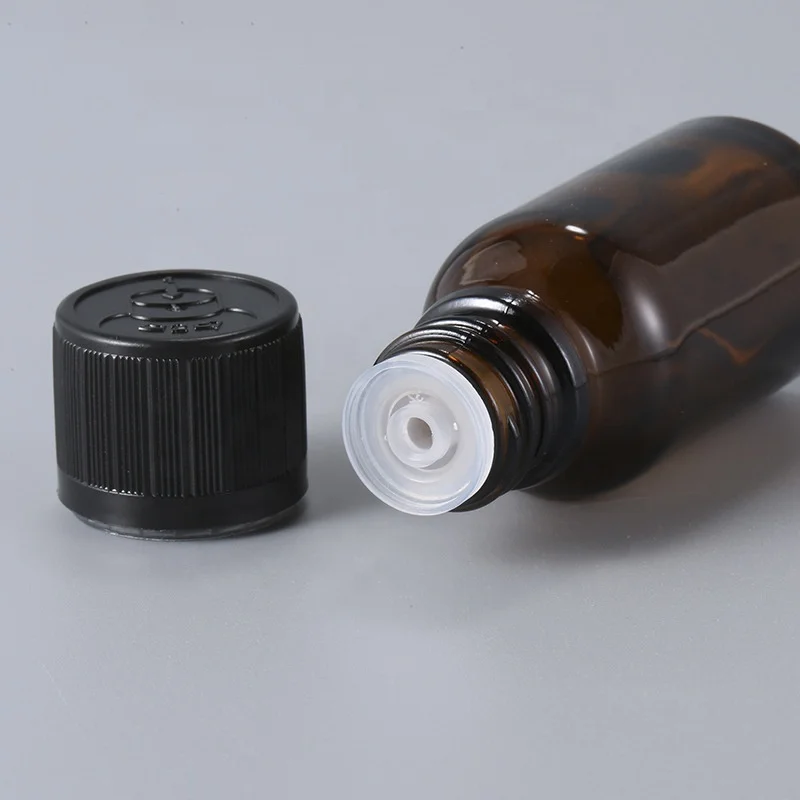 Wholesale amber cosmetic packaging 10ml 15ml round glass essential oil bottle boston glass reagent bottle with caps