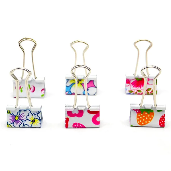 Tenwin 1402 25mm Personalized Office Study Floral Colorful Metal Binder Clip For Stationary Items
