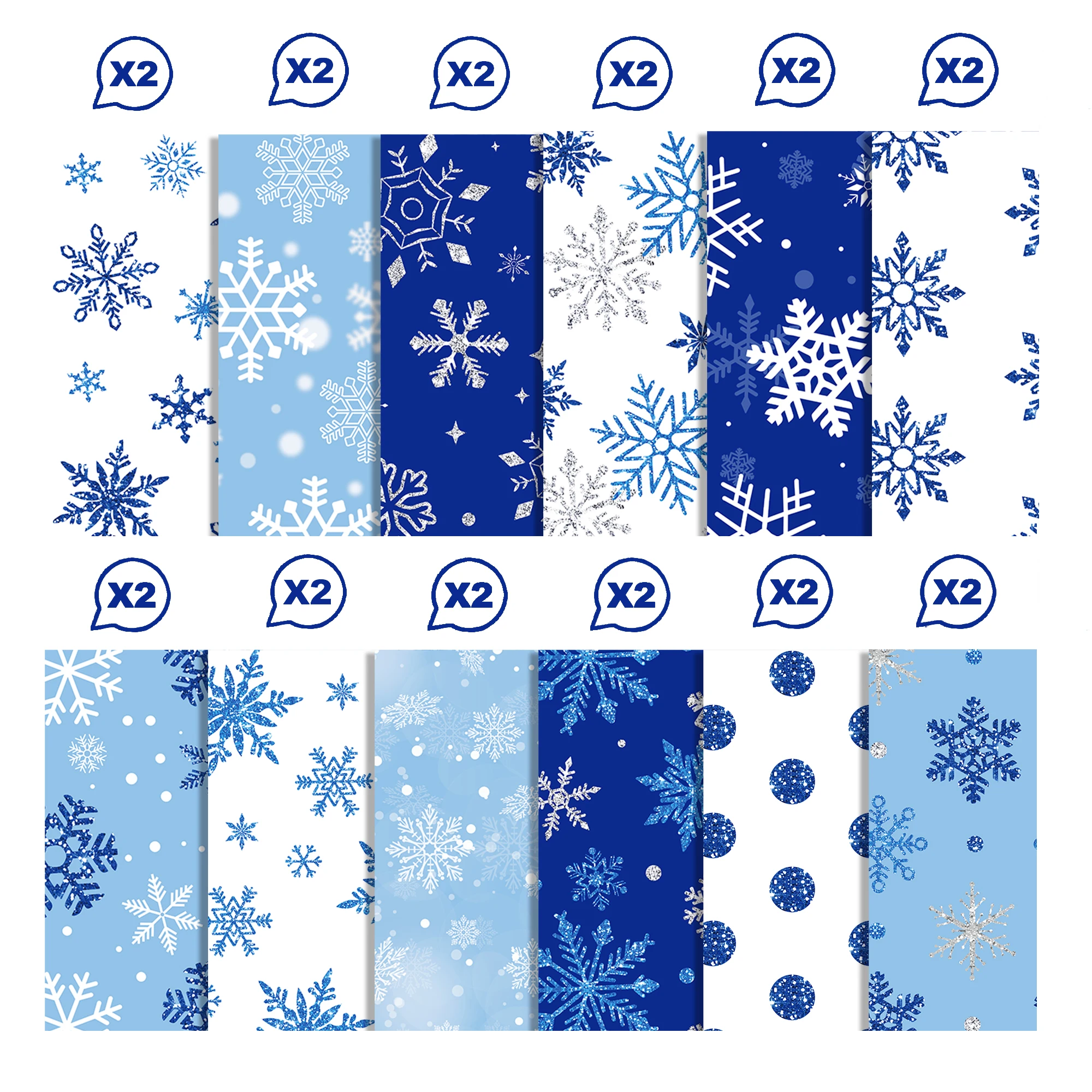 WW129 Christmas Winter Snowflake Pattern Scrapbook Paper DIY Craft Background Paper for Christmas Party Card Making Decoration