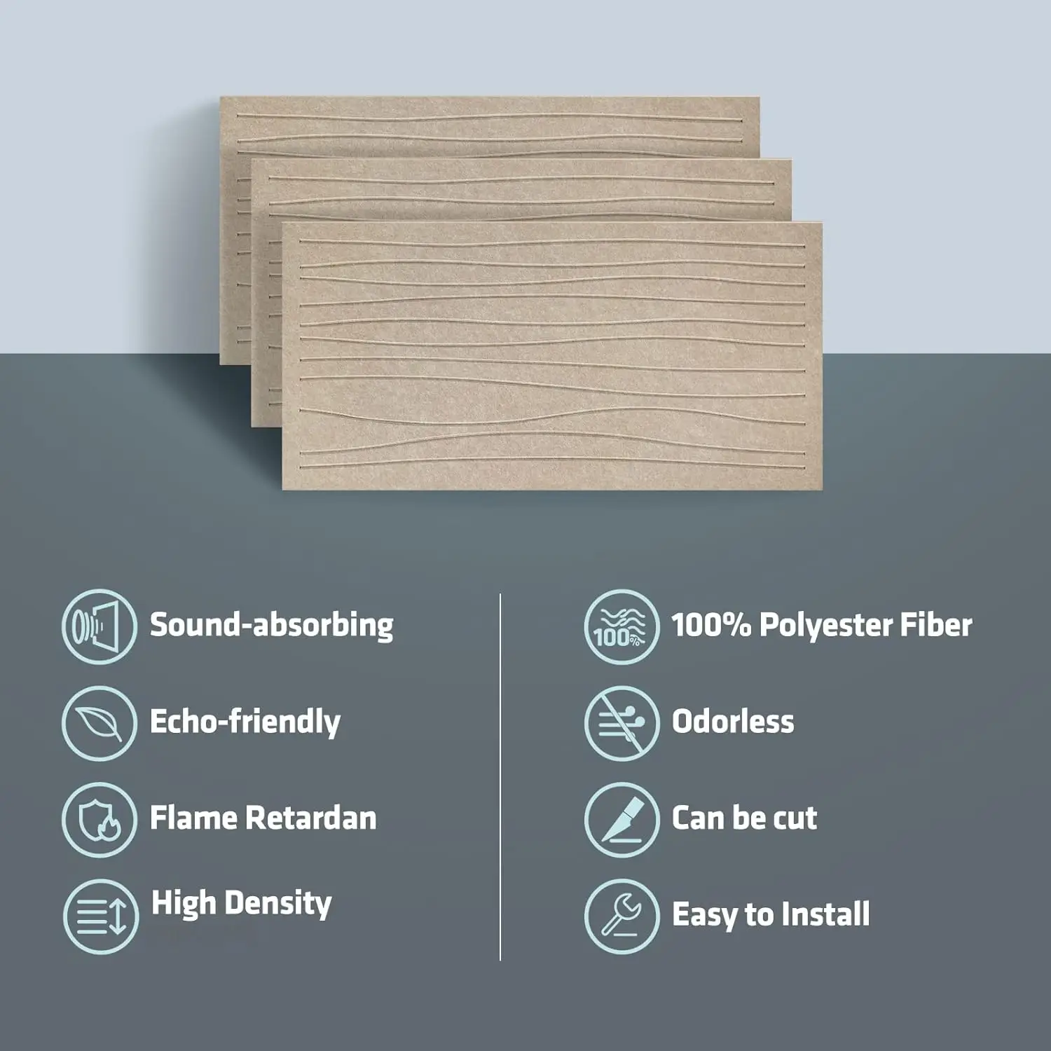 6 Pack Large Acoustic Panels Acoustical Wall Panel Self-Adhesive Decorative Soundproof