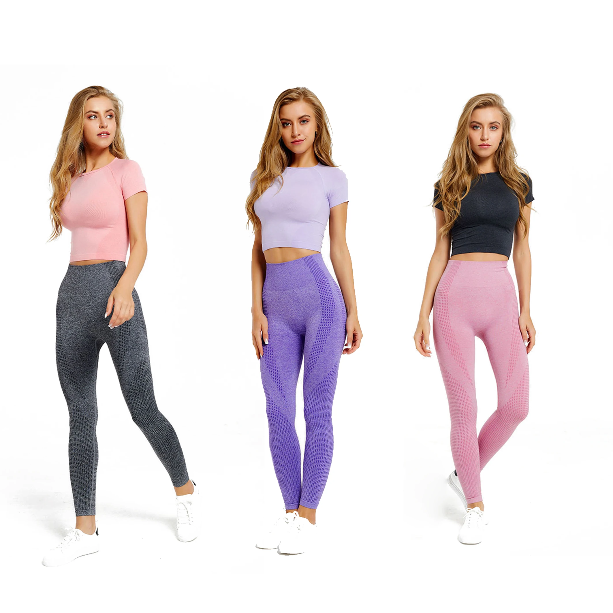 Spring and summer fitness short sleeve open navel tight T-shirt seamless Yoga short sleeve girl