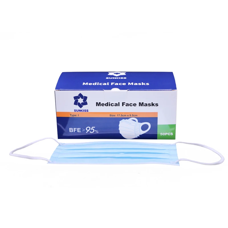 FCL Wholesale Blue Medical Procedure 3 Layer Earloop Disposable Mask
