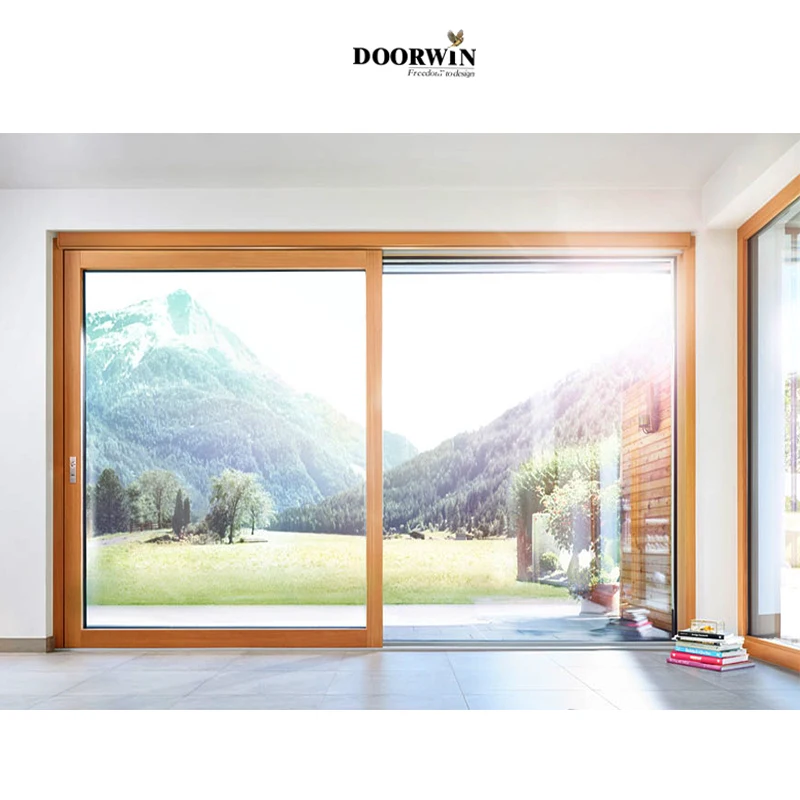 Doorwin Australia Double Glazed Sliding Wooden Doors French Aluminium Clad Wood Entry Glass Patio Sliding Doors
