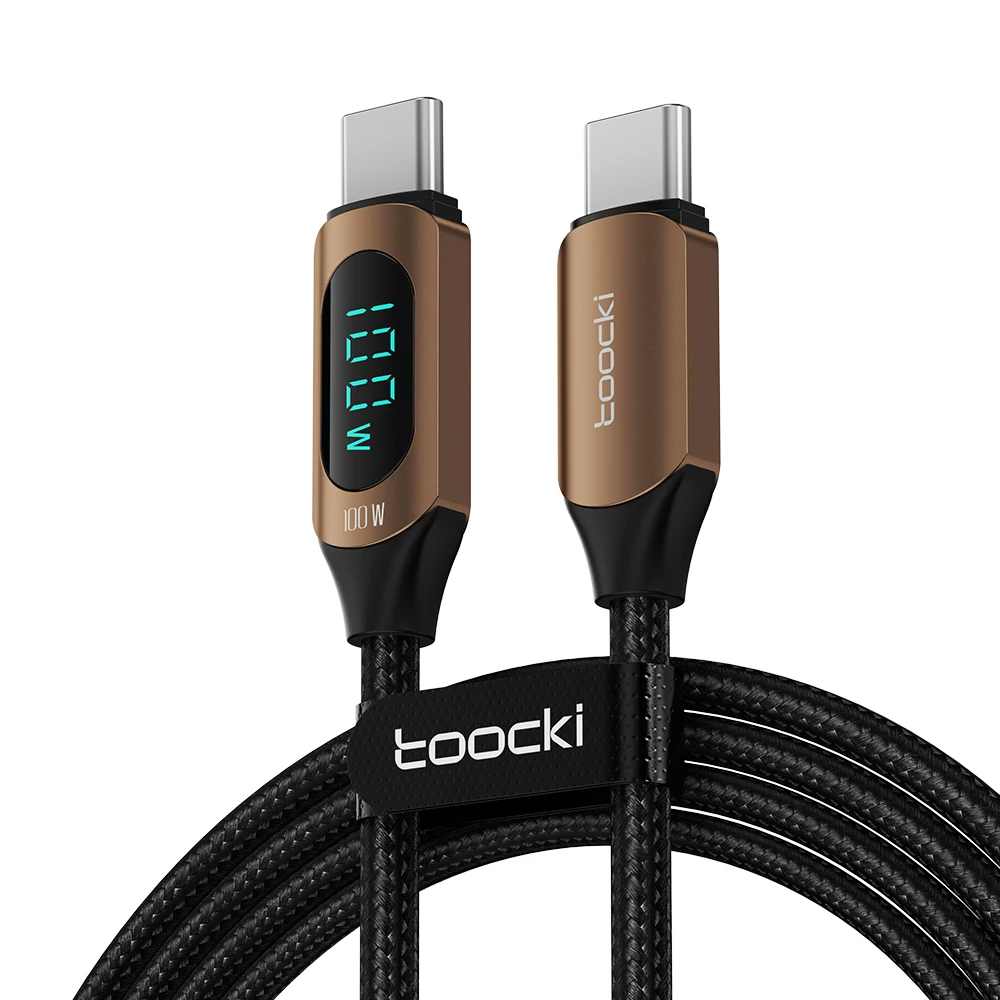 Toocki Wholesale Custom 100w fast charging cable with display type c to type c pd cable for hauwei