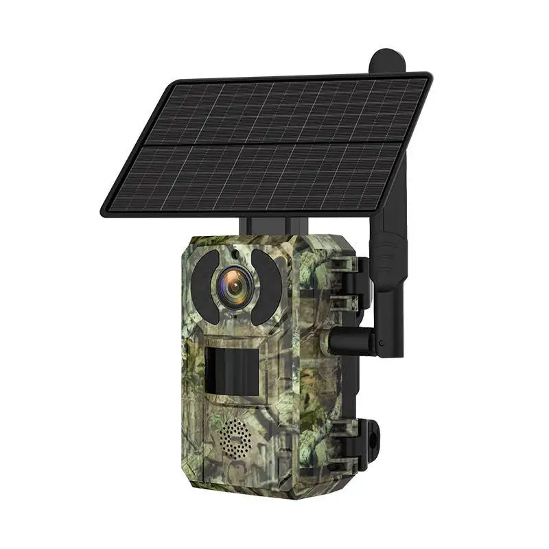 4G Cloud Wildlife Trail Game Camera Traps with App Control 4W 7800MAh Solar Panel for Hunting Motion Activated Night Vision