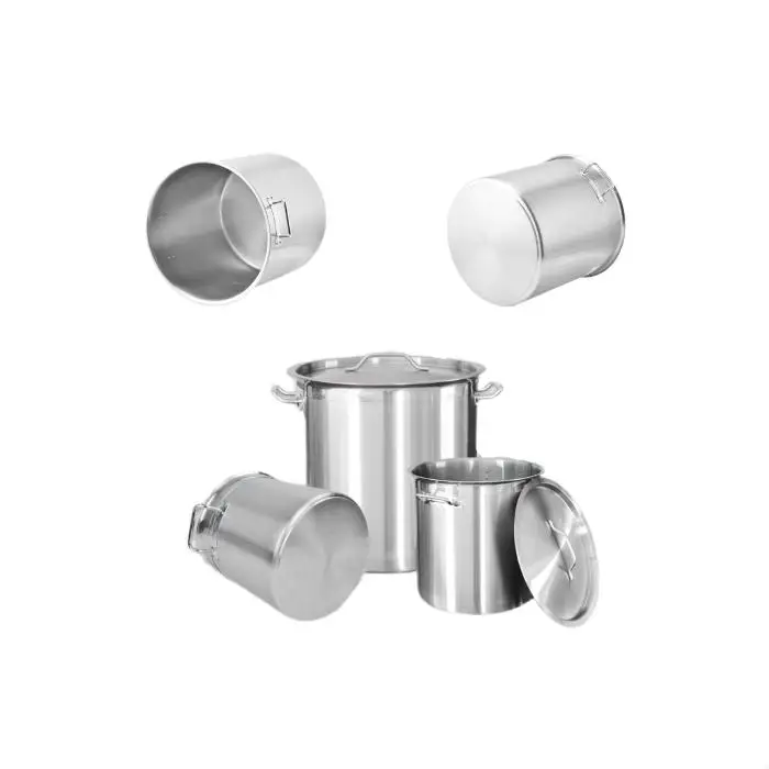 Sunmax  Style Commercial Stainless Steel Low Body Stock Pot Cooking Soup Pot With Compound Bottom  Cooking Pot Set Cookware