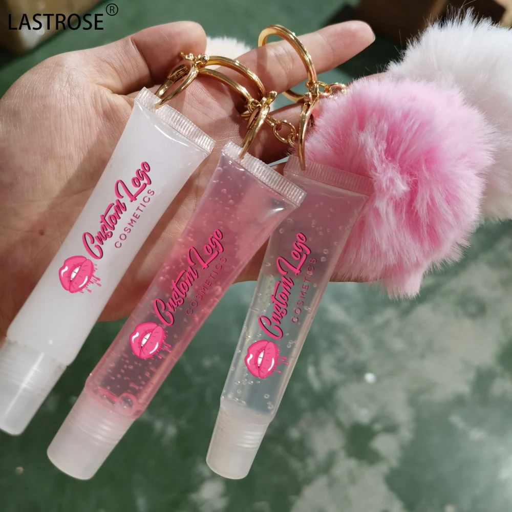 New Fruity lip gloss Transparent hose Hairball Chain Moisturizing Lip gloss wholesale Transparent lip balm print private logo