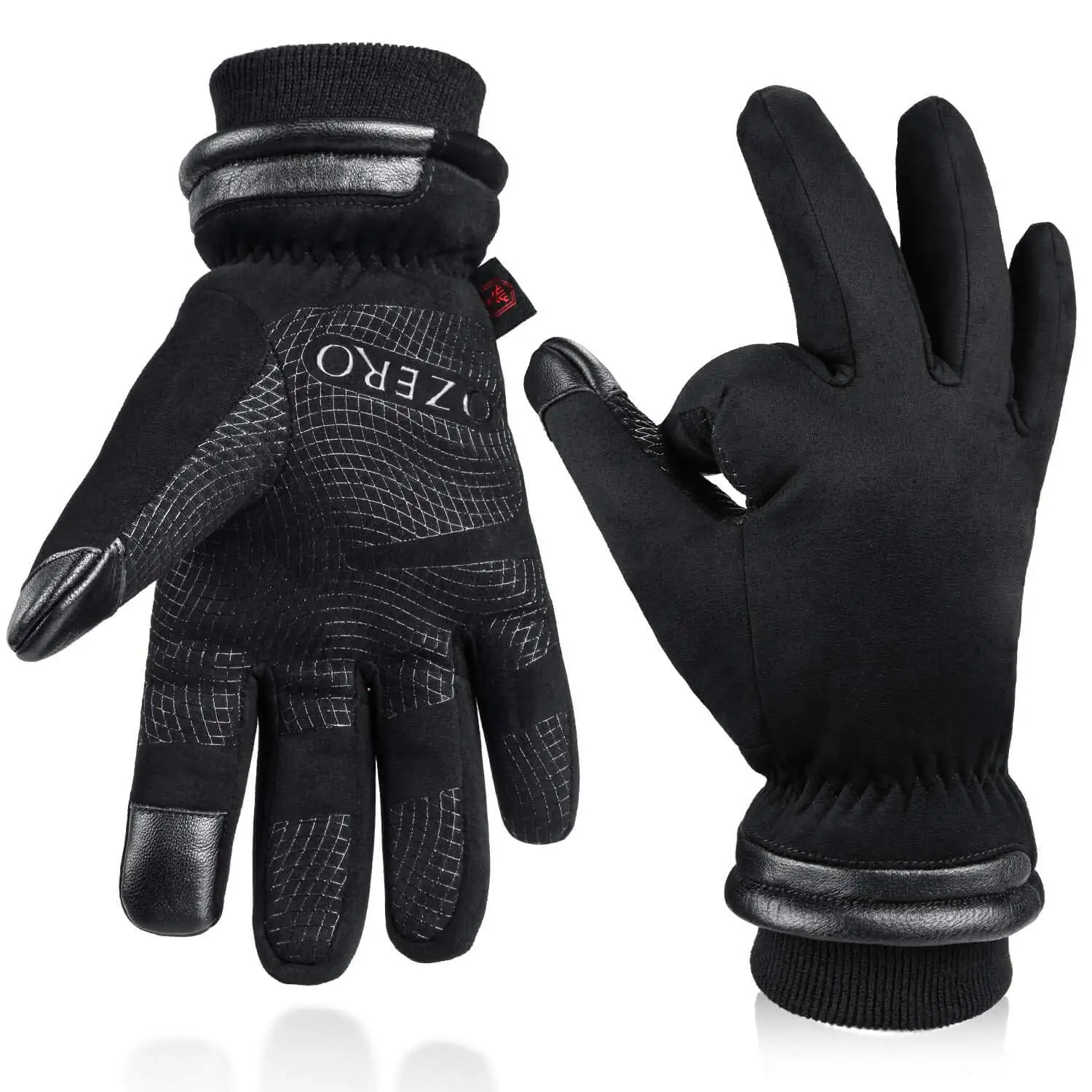 Touch Screen Fingers and Silicon Palm Waterproof Winter Gloves for Men and Women