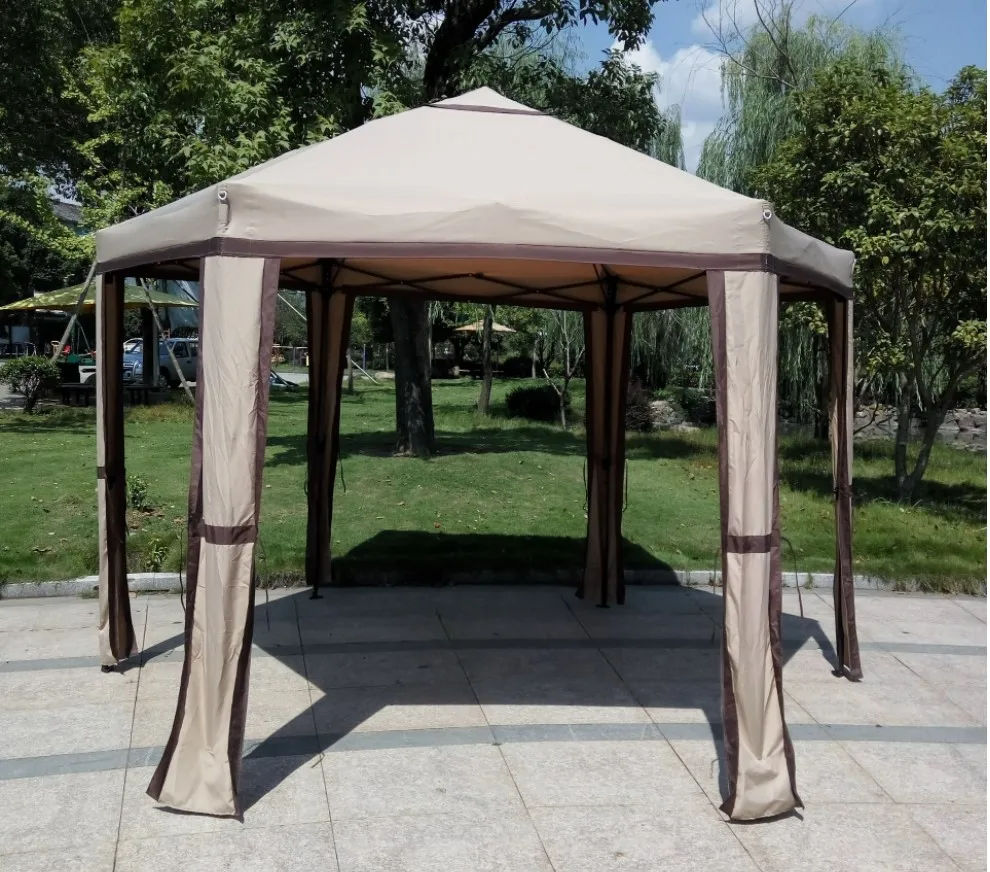 outdoor garden steel gazebo patio gazebo canopy hexagonal folding gazebo