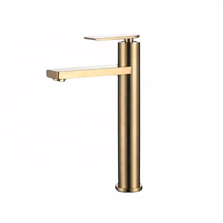 
Brushed Gold Solid Brass Bathroom Faucet Basin Mixer Sink Taps Single Handle Hot And Cold Water Faucet wash basin mixer tap 
