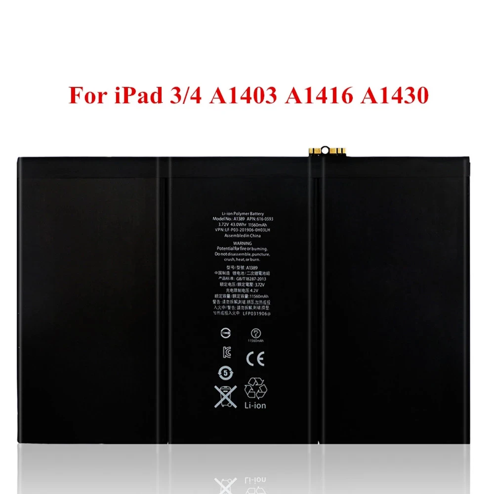 Free tools original tablet battery for ipad mini 1 2 3 4 replacement batteries for 1 2 3 4 5 6 ipad pro 9.7 12.9 inch