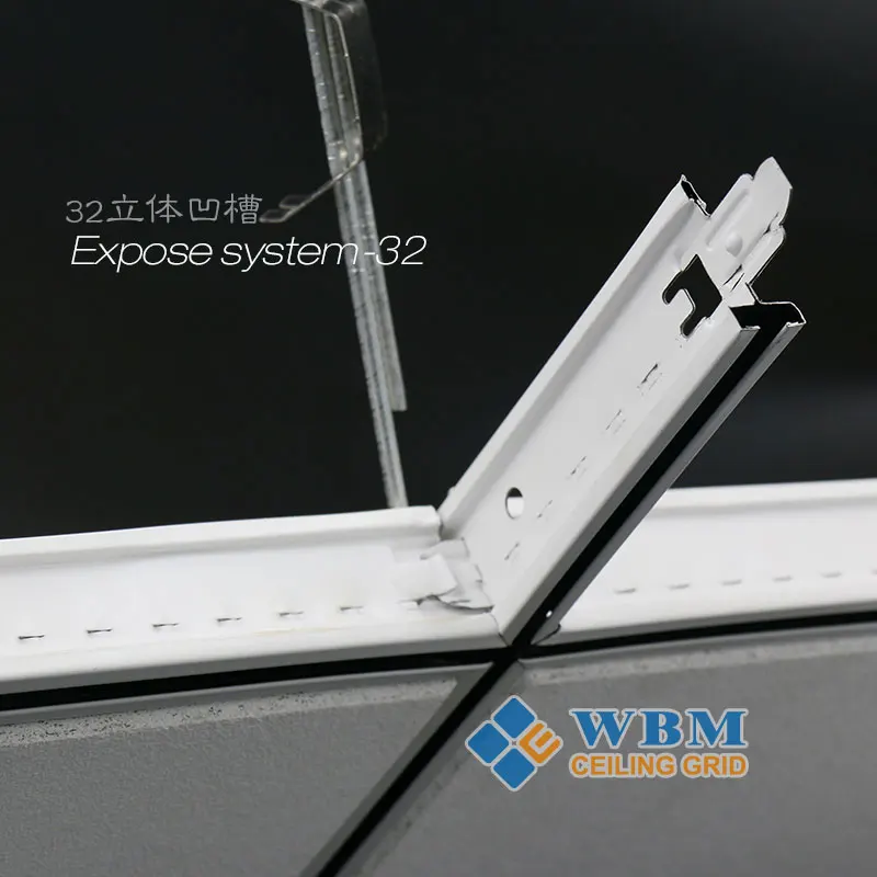 Expose Suspended Ceiling Main Tee System Ceiling Grid Components Stainless Steel Manufacturer and Factory White Line Apartment