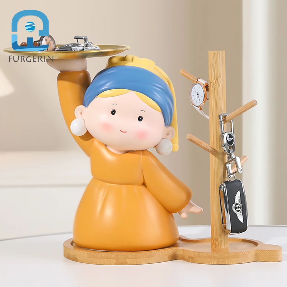 Creative Tray Organizer Ornaments Pearl Girl Home Living Room Decoration Porch Key Nordic Wind Light Luxury High End Handmade