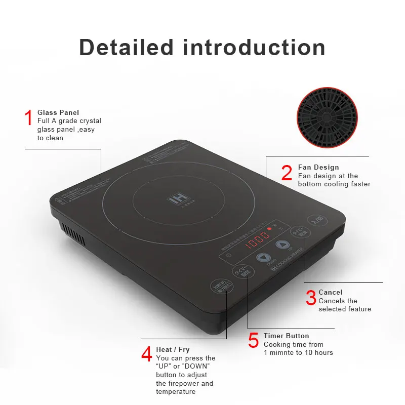 Japan design 100V 1000W portable household button control electric induction cooker