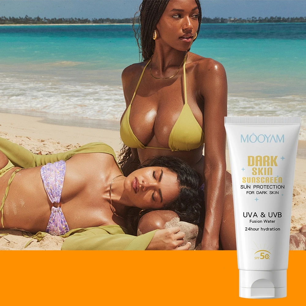 Private Label Solar Cream Whitening Face Sun Screen Moisturizing Sunblock SPF 50 MOOYAM 100ml Dark Skin Sunscreen