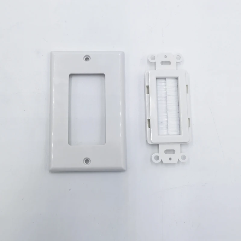 1-Gang Wall Plate Brush Style Opening Pass through Low Voltage Cable Plate in-Wall Installation for Speaker Wires