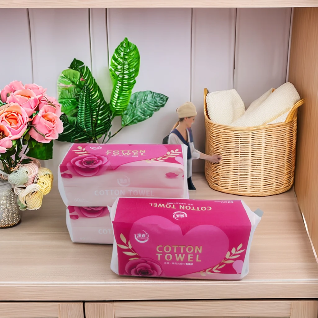 100% Cotton Disposable Face Towel Lightweight Hygienic Gentle Skin Care Soft Nonwoven Technics Convenient Many Home Occasions