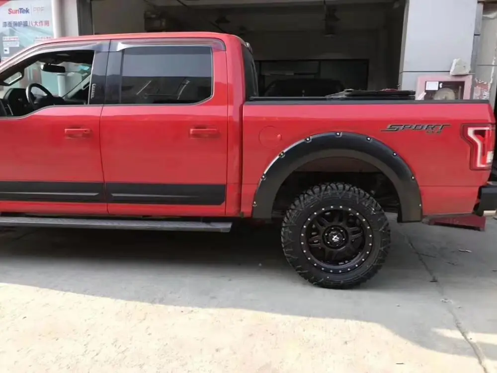 
2015-2017 Pocket Rivet Style Smooth Black wheel arch fender flare for Ford F150 