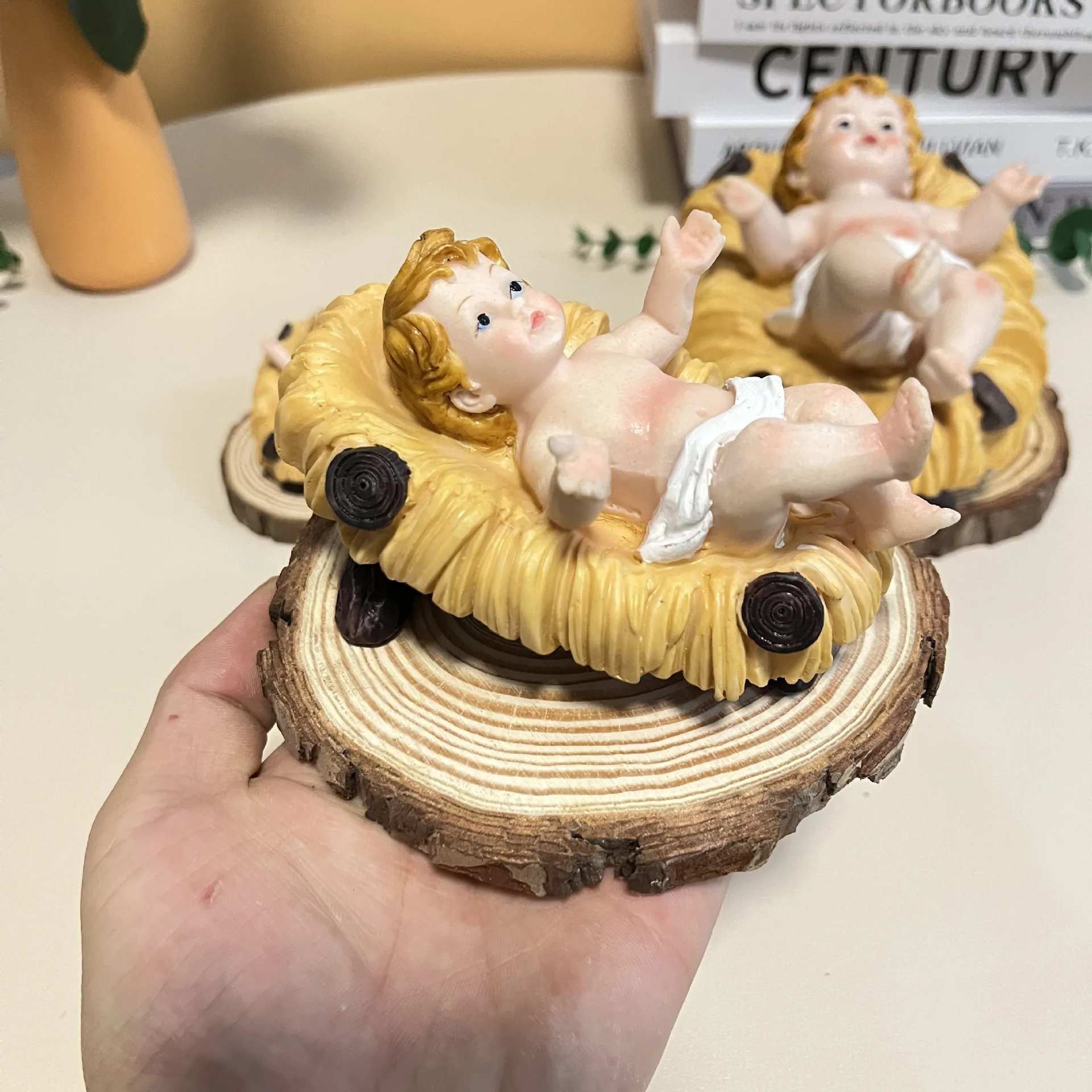 Christmas decor catholic gifts nativity manger scene figurine resin religious holy child ornament saint baby Jesus Christ statue