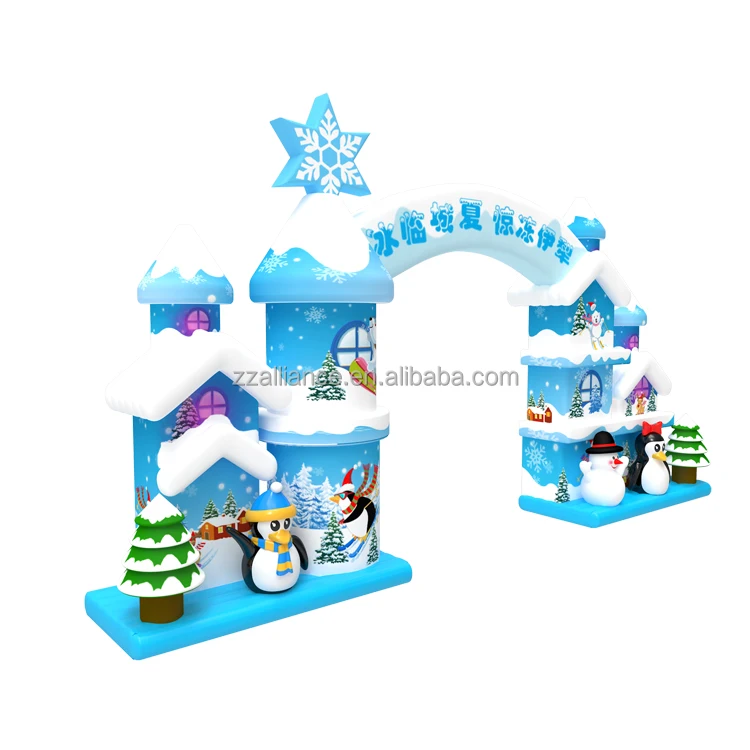 Giant ice snow entrance inflatable Christmas gate arch for amusement park