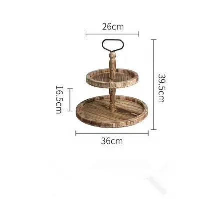 Wholesale customized 2 ply or 3 ply ply acacia wood round tray Crown iron frame Used for home decoration display farmhouse count