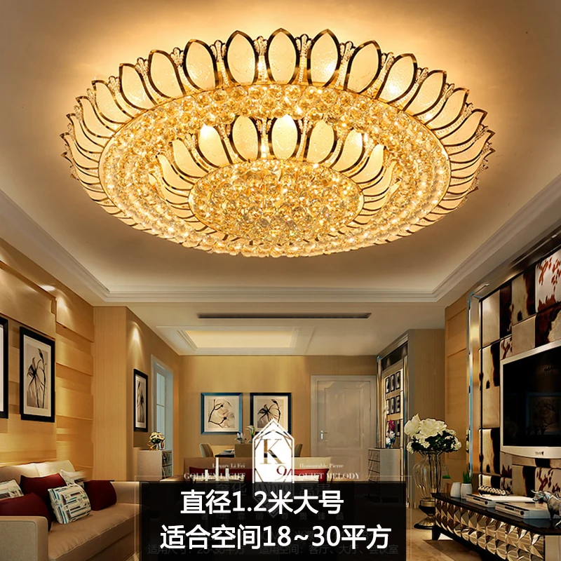 Lotus Crystal Round Living Room Lamp Simple Modern Ceiling  Bedroom  Warm  Light Lamp