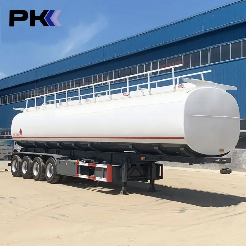 4 Axles White Liquid Tank Trucks Cimc Oil Fuel tank semi tanker truck trailer for sale
