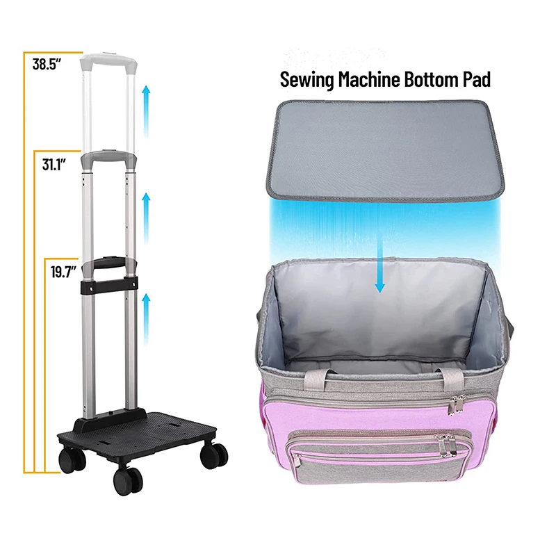 Custom Wheels Collapsible Sewing Machine Carrying Case Trolley Bag