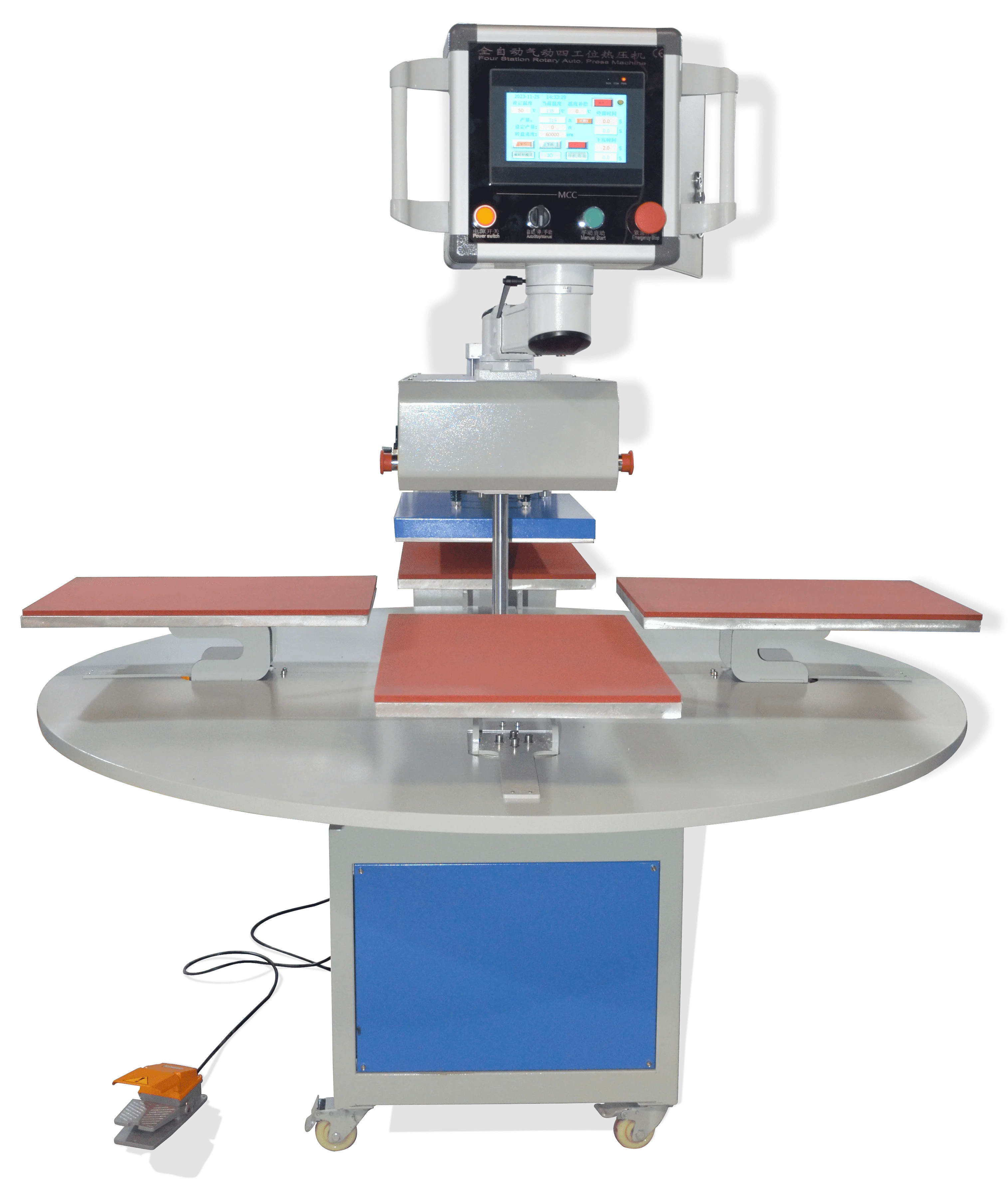 16x20 T-shirt Rotary Four Station Automatic Pneumatic Logo Printing Heat Pressing Machine For Fabric Clothes