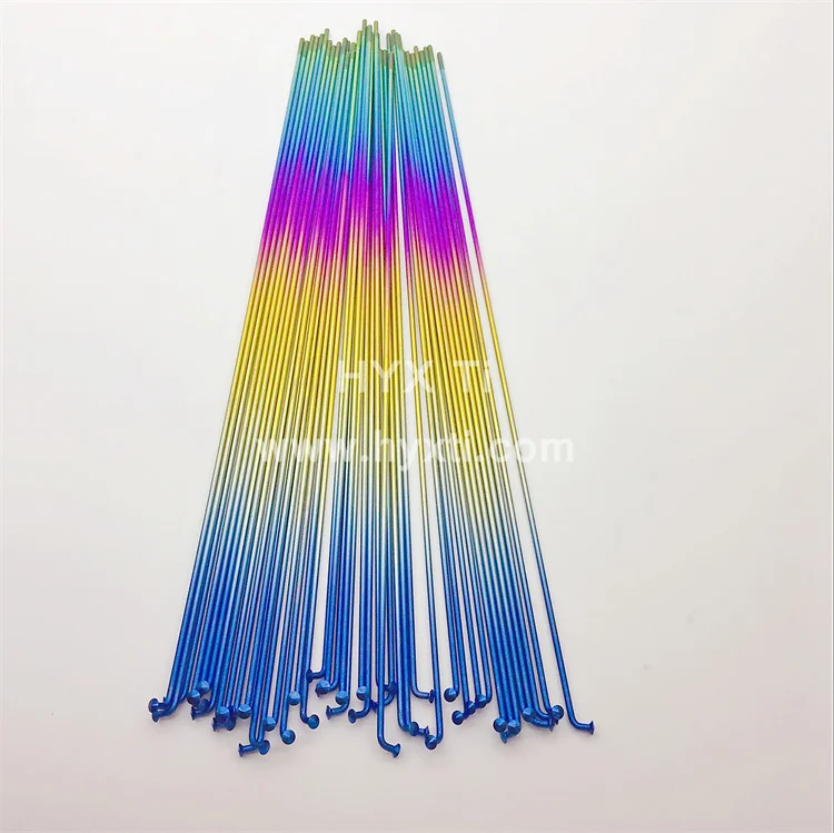 Rainbow Pillar Gr5 Mountain Bike Titanium Alloy Bicycle Spokes Bending Head Titanium Spoke Frame