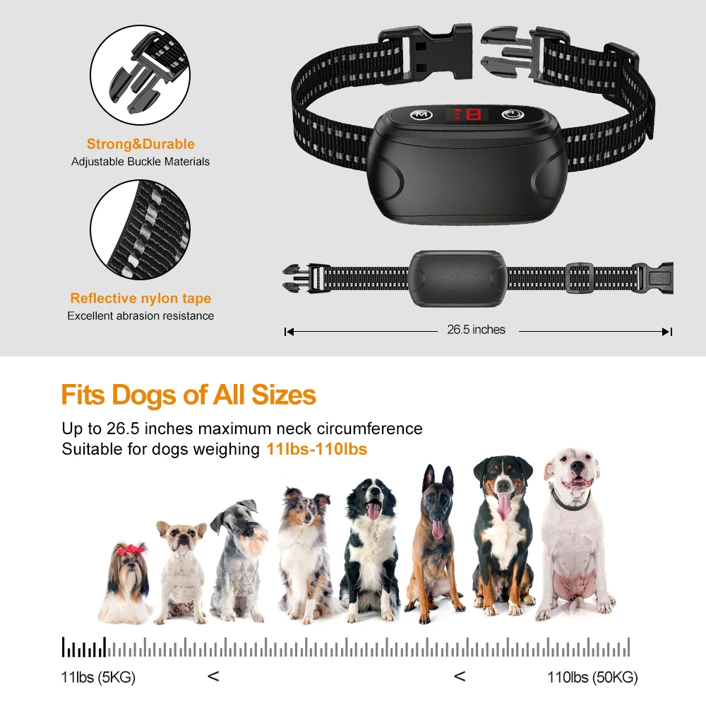 Droshipping Anti-Barking Devices Battery Vibration Shock Dog Anti Bark Collar Stop Dog Barking Collar