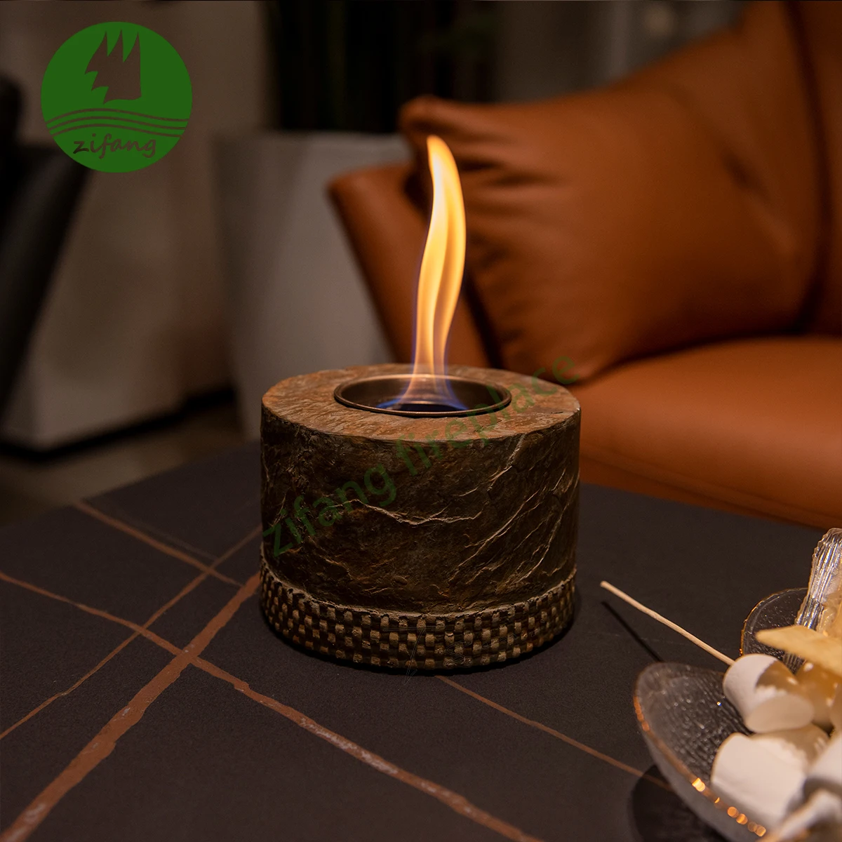 2023 New Design Western hot selling Concrete Mini Tabletop table top Portable Bio-ethanol Alcohol Fire place burner Fireplaces