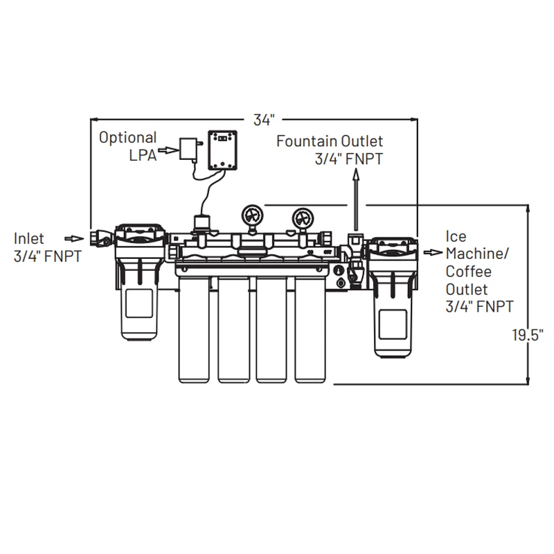 Aicksn 4 Stage Commercial C4-400 Water Filtration System Large Flow Golden Supplier Water Treatment Machinery Equipment
