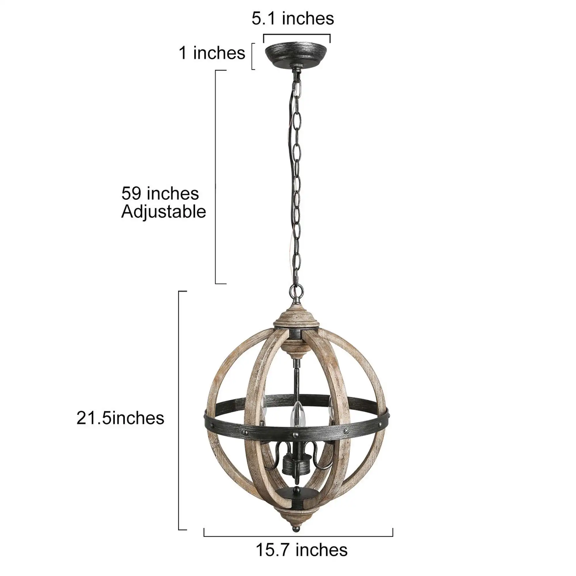 
EEA Hanging Kitchen Dinning Pendant Light Antique Vintage Farmhouse Wooden Chandelier for Living Room 