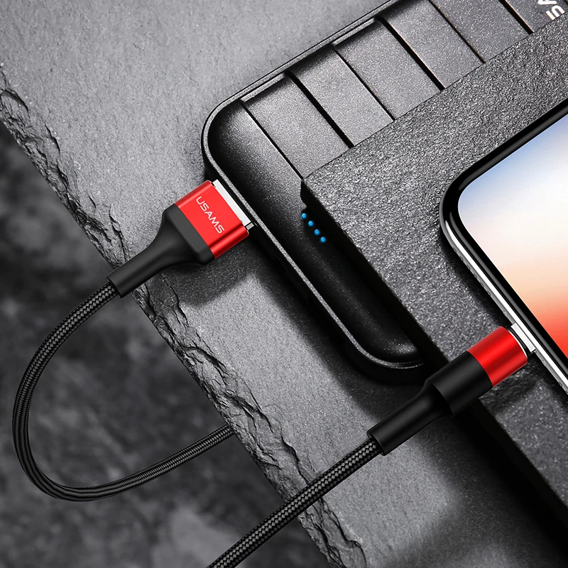 
USAMS U5 Long Nylon Braided Alloy Usb Data Cable 2A Fast Charging Usb Cable for Iphone 