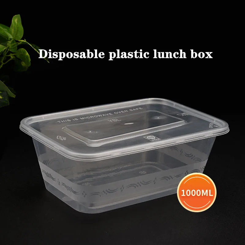 1000ml Rectangular Food Container Packing Use PP Disposable Plastic Microwave