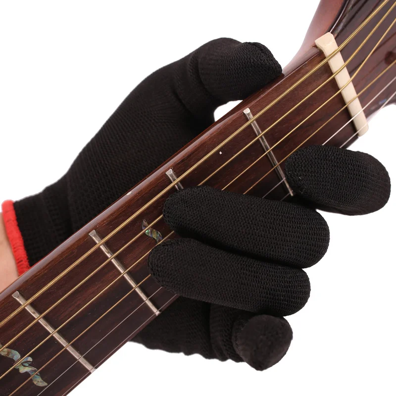 Anti-Pain Left Hand Guitar Gloves Nylon Fingertip Practice Bass Guitar Finger Sleeve Protector Cover