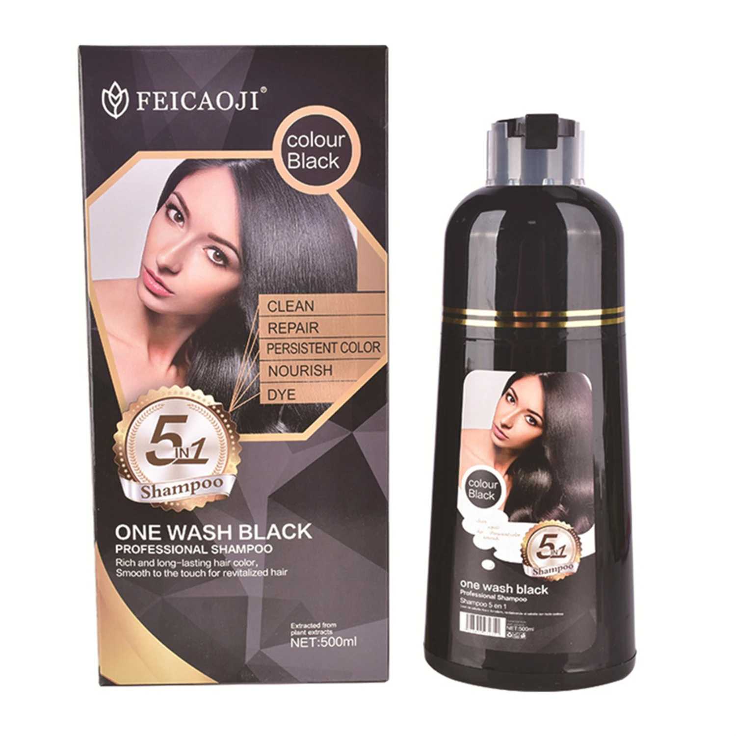 Private Brands Fast Hair Dye Black Color Shampoo 500ml Hair Dye Shampoo For Men And Women