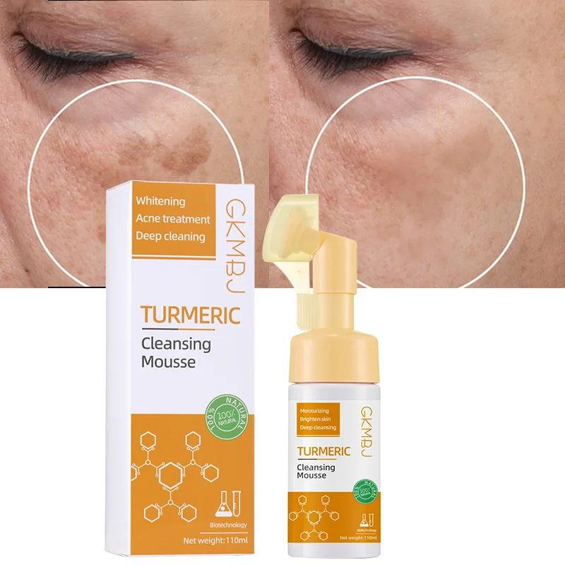 eco-friendly microbial ferment skin care,natural dark spot removal,acne pimple face wash kojic acid turmeric facial gel cleanser