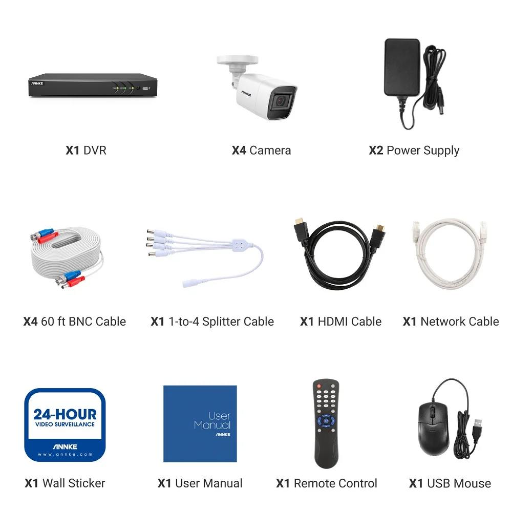 Наружная Проводная система видеонаблюдения 4K, 8 каналов, 4 камеры, IP67, погодозащищенная, 100 футов, EXIR ночное видение, H.265 + кодирование