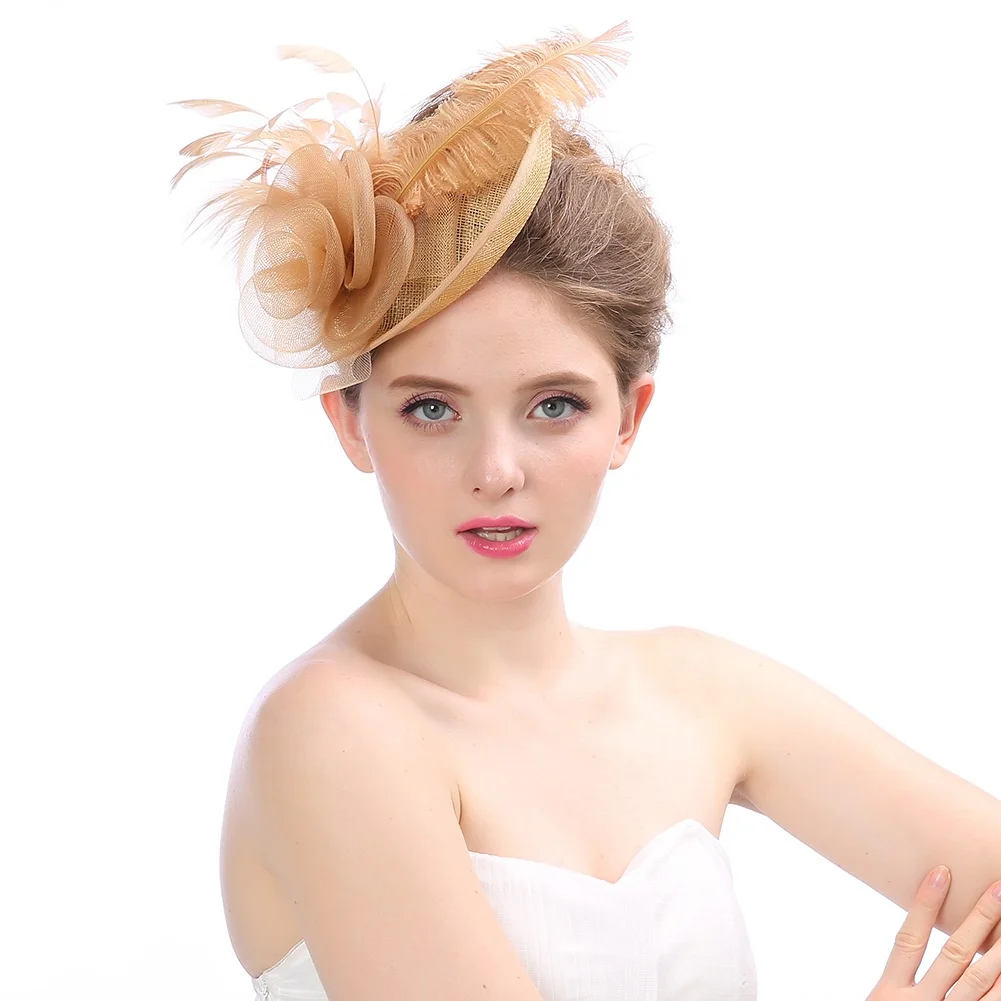 2024 Fashion Western-Style Feather Party Ladies Fascinator Church Wedding Hats For Women Dress Wholesale