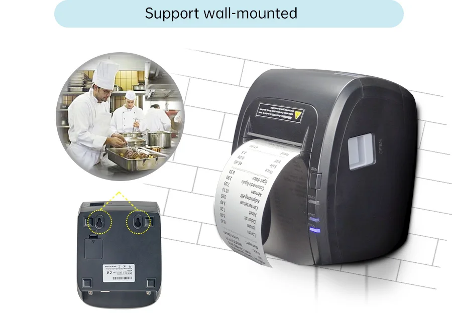 Xprinter XP-Q838L Kitchen Receipt Printer Auto Cutter Blue Tooth Usb Ports Imprimante Thermique 80mm Pos Thermal Printer
