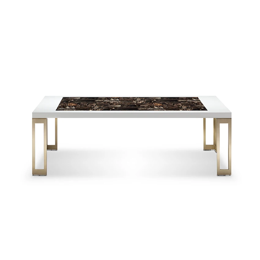 
Coomo living room furniture modern luxury wooden top coffee table with golden metal leg 