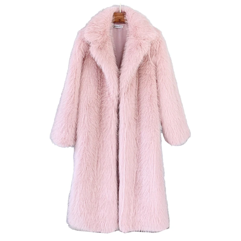 Winter 2023 New arrived women long sleeve faux fur jacket fashionable ladies long fur coat