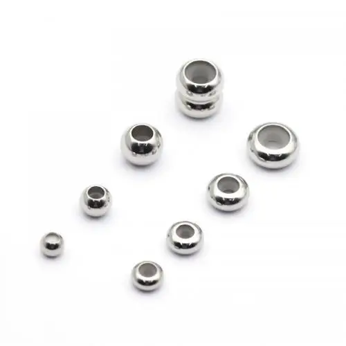  high quality polished flat round stainless steel stopper beads for diy jewelry 200pcs/bag
