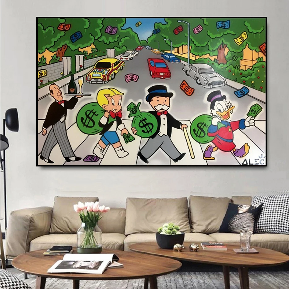 Alec Monopoly Street Art Posters and Prints Canvas Paintings Wall Art Pictures for Living Room Decor No Frame